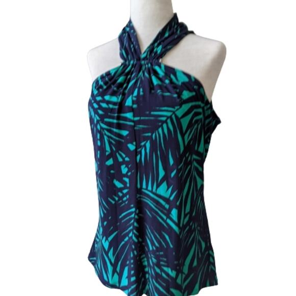 Michael Kors Tropical Print Long Bar Halter Top S - Picture 2 of 10